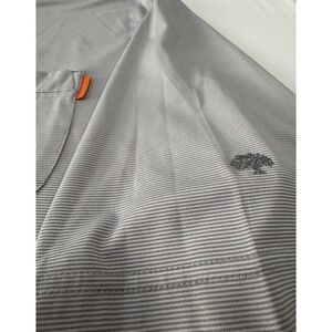 Stitch Golf Polo Shirt Men's Medium Gray Stripe Performance Pocket Stretch Korea
